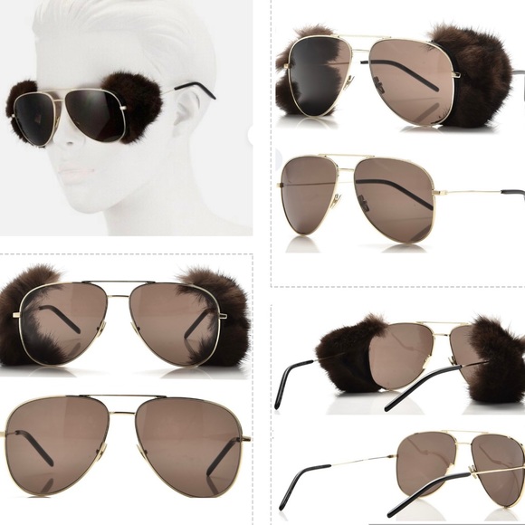 SAINT LAURENT DETACHABLE NATURAL MINK FUR ON SUNGLASSES, SO COOL FOR FUR FANS❣️ - Picture 8 of 16